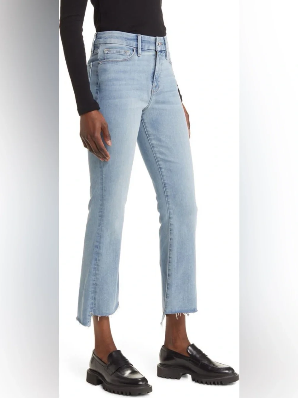 FRAME LE CROP MINI BOOT STAGGER RAW HEM GRENOBLE DESIGNER DENIM JEANS SZ 28 - Picture 3 of 15